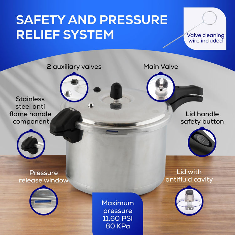 10.5 Quart / 10 Liter) Ultra Pressure Cooker, Pressure Pot with 6 Safety Systems, Aluminum Pressure Cooker for 11 Servings, Even Heat Distribution, Diameter 10.4 inches, Height 10.6 inches