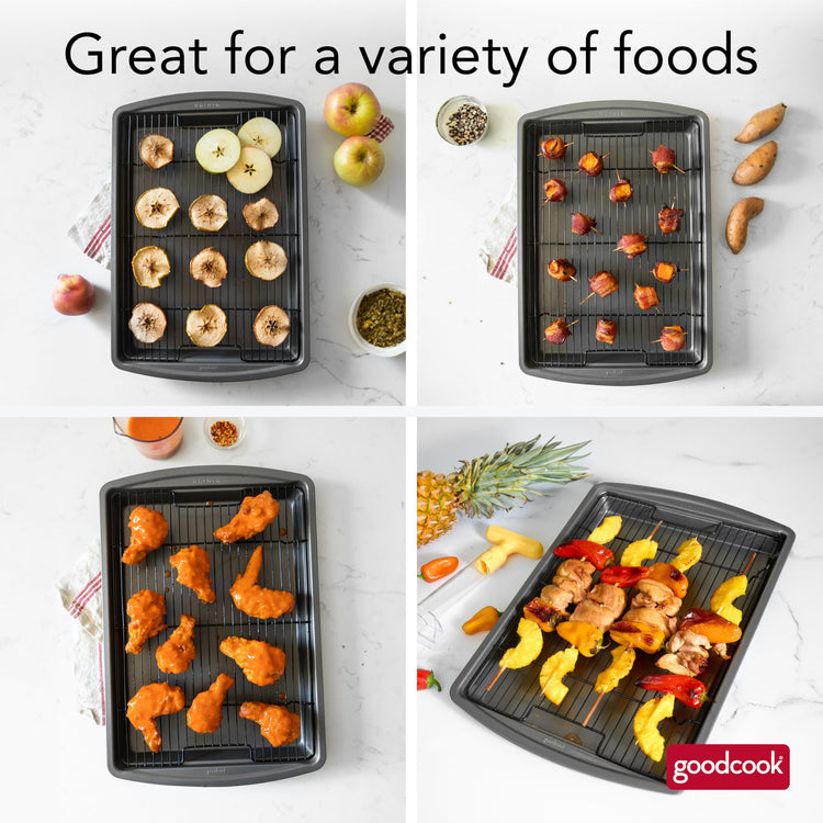 15” x 10.5” Nonstick Carbon Steel Baking Pan & Raised Wire Rack