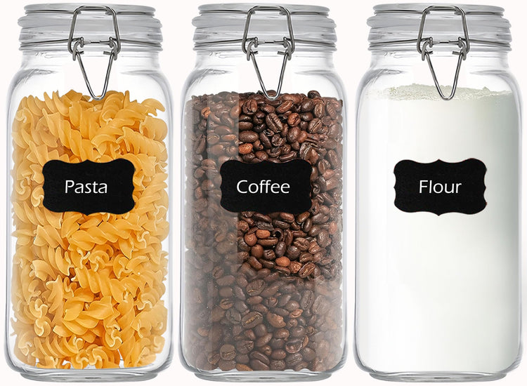 78oz Square Glass Food Storage Jars Storage Container with Clear Preserving Seal Wire Clip Fastening for Kitchen Canning Flour (3 Count)