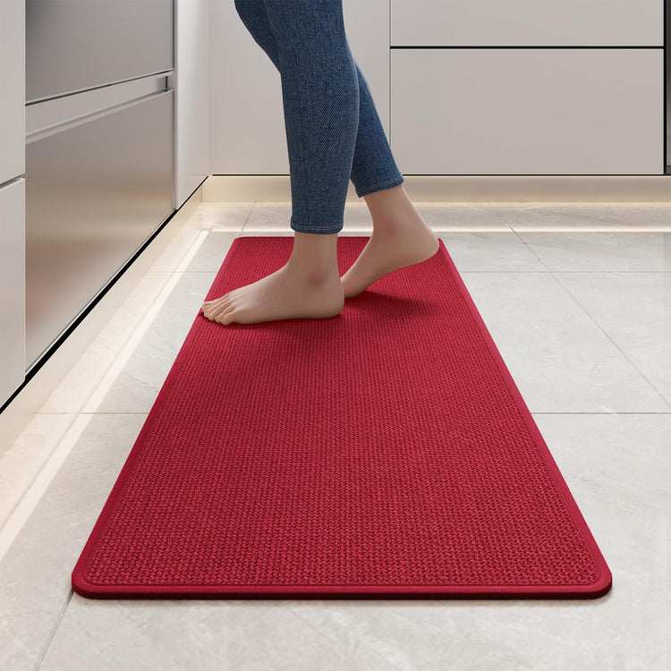 Kitchen Rugs Kitchen Mats for Floor Non Slip Washable Red 17"x47"