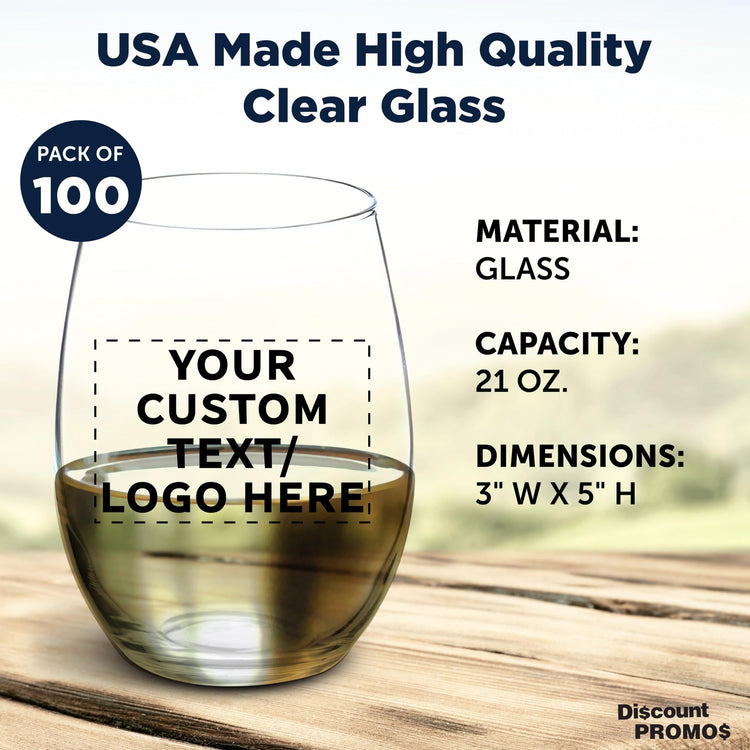 100 ARC Stemless Wine Glasses Set (100 Count)