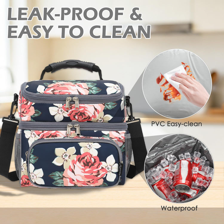 Double Layer Cooler Insulated Lunch Bag Adult Lunch Box Large Tote Bag for Men
