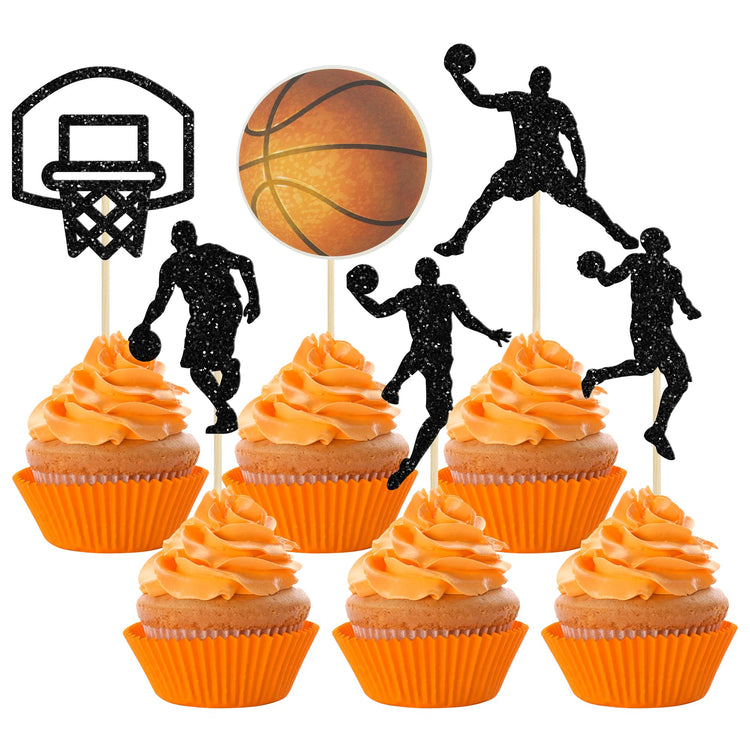 24Pcs Basketball Cupcake Toppers Star Sports Fan Basketball Backboard Cupcake Picks Baby Shower Players Sports Theme Birthday Party Cake Decorations Supplies (24 Count)