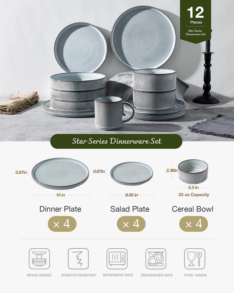 Star Stoneware Dinnerware Set (12 Count)