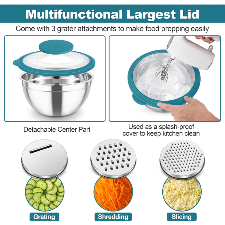 Mixing Bowls Stainless Steel Salad Serving Bowl with Clear Lids (5 Count)