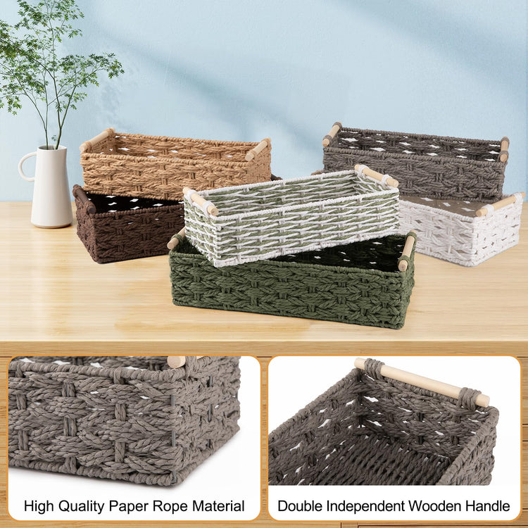 Toilet Paper Baskets Handmade Paper Rope Decorative Wicker Storage Tank Shelf Cabinet Organizer for Bathroom Home (2 Count)