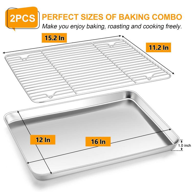 16x12 Inch Baking Sheet with Wire Cooling Rack