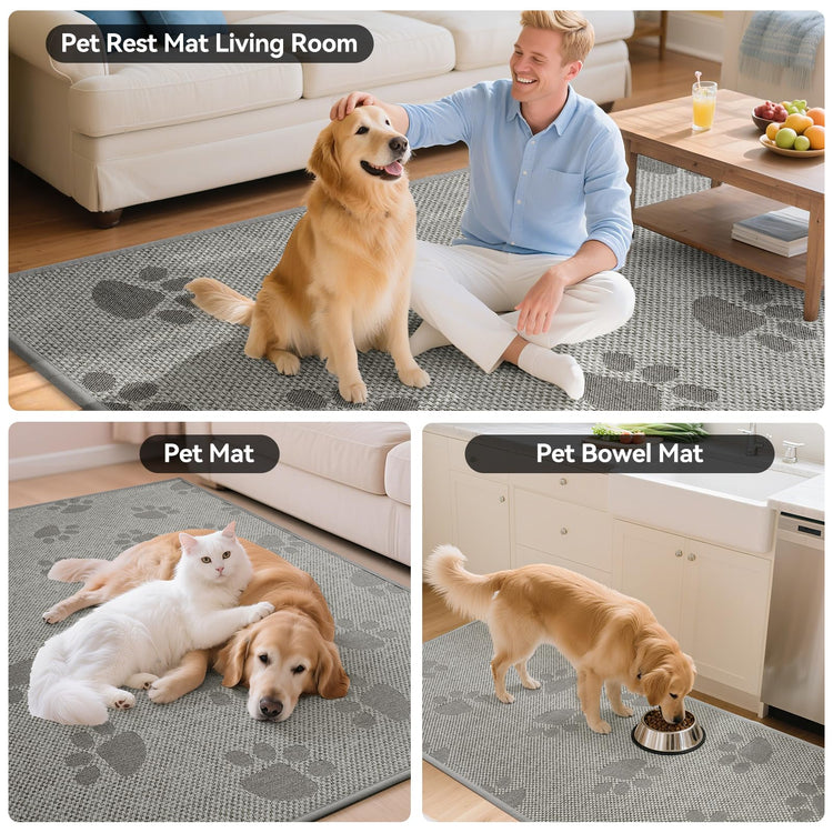 Kitchen Rugs Kitchen Mats for Floor Non Slip Gray Paw 17"x59" (6.975 Sq Ft)
