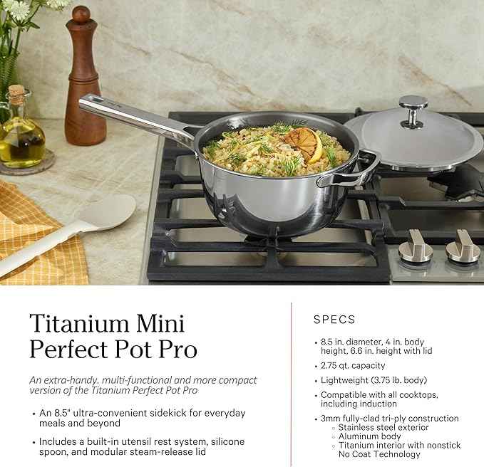 Our Place Titanium Pro Cookware Set | 10-Piece Pots and Pans Set with Always Pan Pro, Perfect Pot Pro & Minis | Non-Toxic No-Coating Nonstick | Induction & Oven-Safe up to 1000°F | Chrome