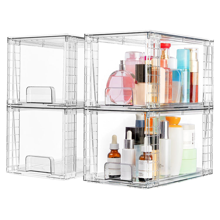 4 Pack Large Stackable Storage Drawers (4 Count)