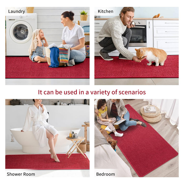 Kitchen Rugs Kitchen Mats for Floor Non Slip Washable Red 17"x47"