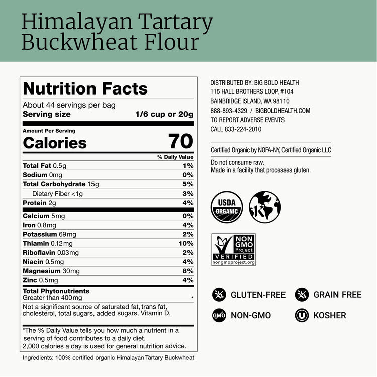 Organic Himalayan Tartary Buckwheat Flour (32 Ounce)
