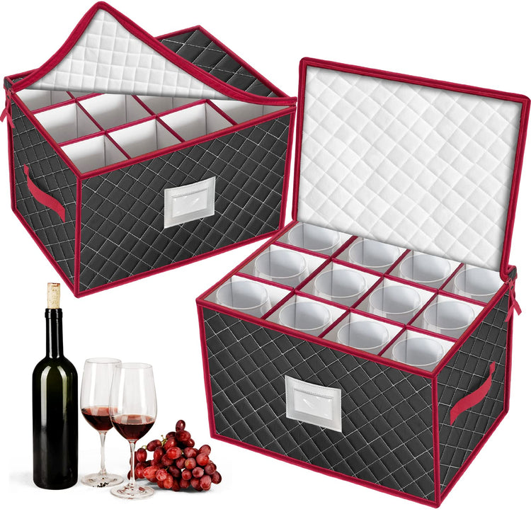 Christmas Stemware Storage Cases with Dividers (2 Count)