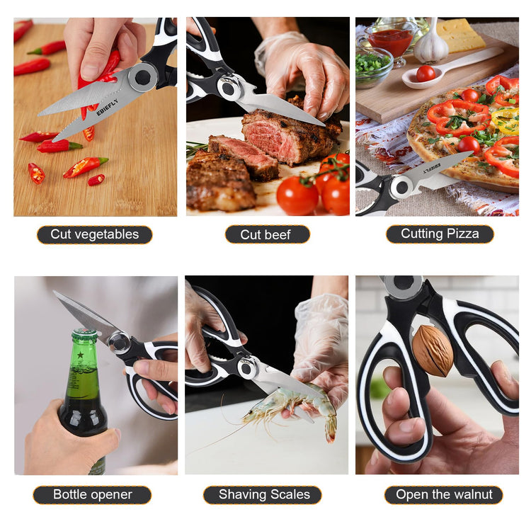 Kitchen Scissors Utility Chopping Scissor Professional Shears for Meat Cutting Sharp Kitchenaid Shears Multipurpose Scissor for Food Outdoor BBQ No Rust + 100 Pcs Plastic Gloves Disposable