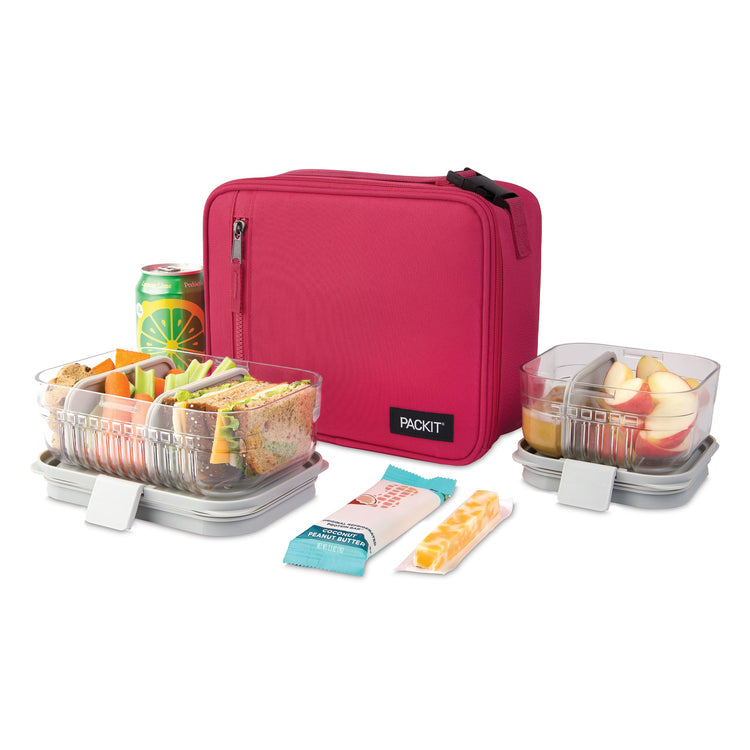 R) Freezable Classic Lunch Box, Magenta, Built with EcoFreeze(R) Technology, Collapsible, Reusable, Zip Closure With Zip Front Pocket and Buckle Handle, Designed for Fresh Lunch On the Go