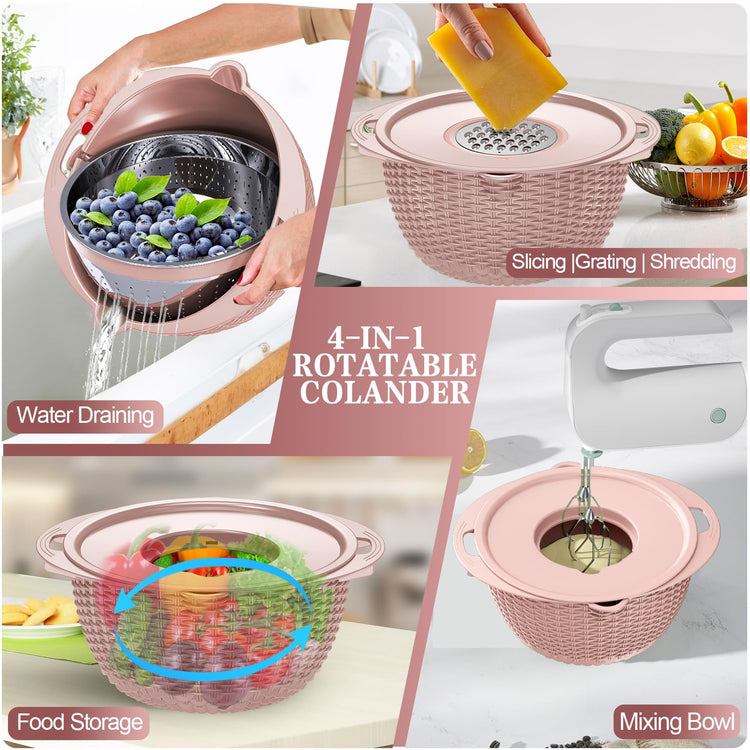 4 1 Strainer Bowl with Lid Set