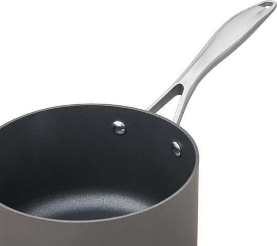 Amazon Basics Mini Sauce Pan With Lid, 1.9 Quarts, Hard-Anodized Non-Stick Aluminum, Gray (Previously Stone & Beam brand), pack of 1 - Nestoria