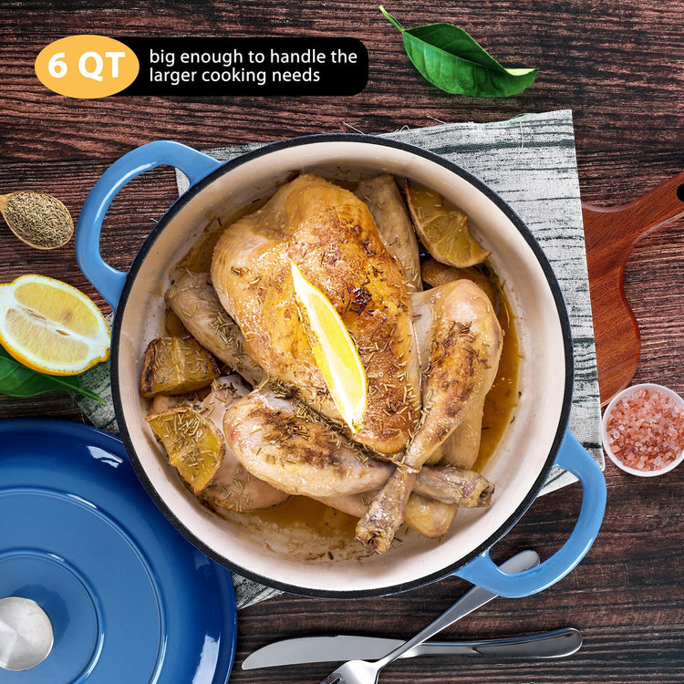 6 Quart Enameled Cast Iron Dutch Oven with Lid