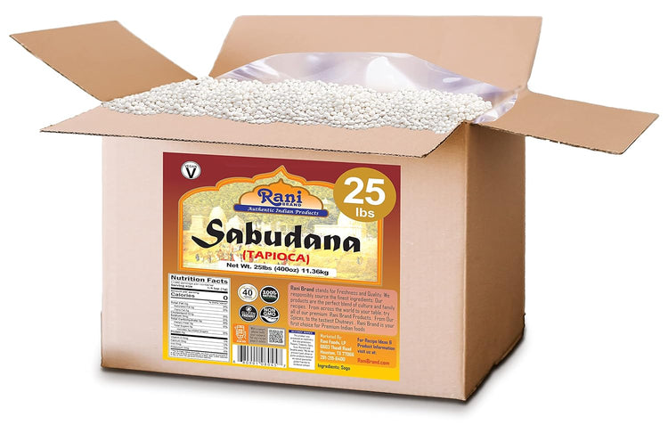 Rani Sabudana (Tapioca/Sago) Pearls 400oz (25lbs) 11.36kg Bulk Box ~ All Natural | Vegan | No Colors | NON-GMO | Indian Origin - Nestoria