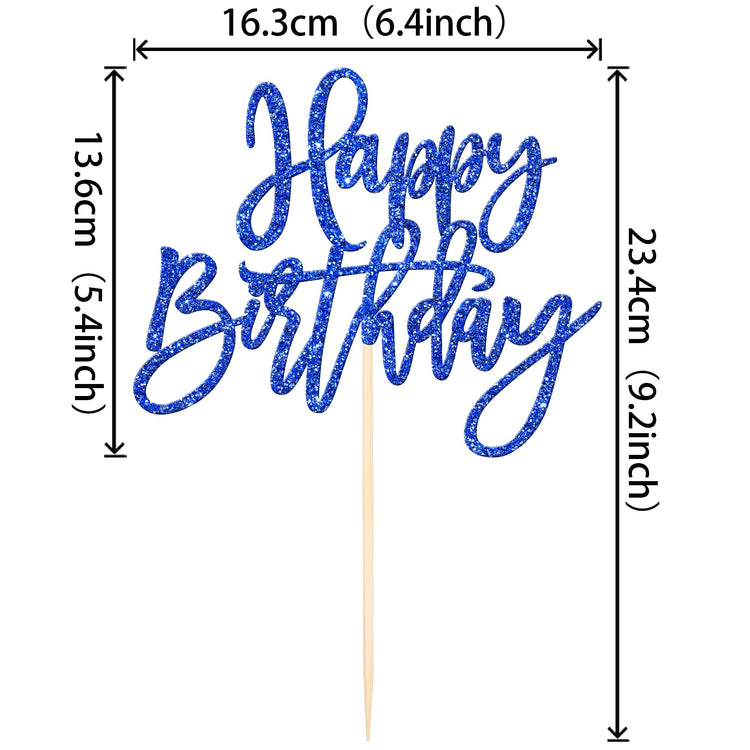 1 PCS Glitter Happy Birthday Cake Topper for Celebrating Anniversary Theme Party Cake Decorations Supplies Dark Blue