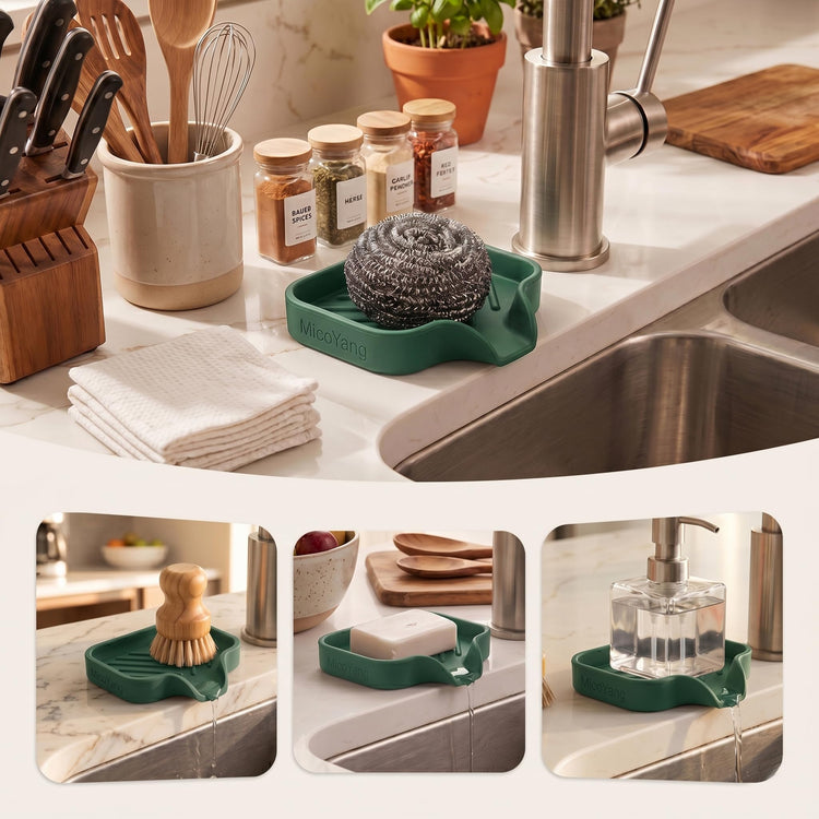 Silicone Soap Dish with Drain Spout