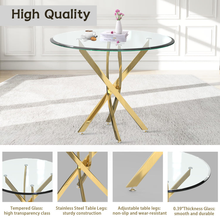 5 Piece Round Glass Dining Table Set