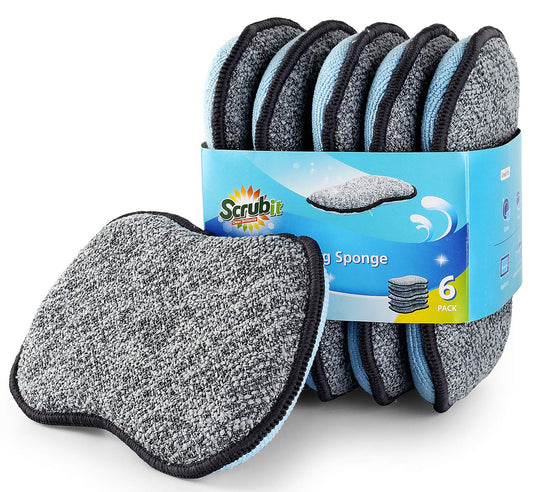 Multi Purpose Scrub Sponges for Kitchen By Scrub (6 Count)