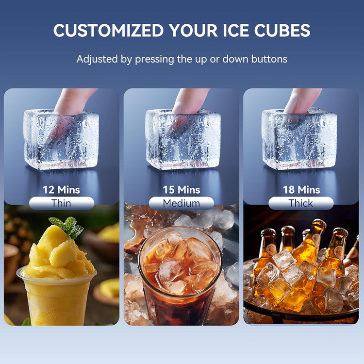 150 lbs/24H Commercial Ice Maker Machine,45 Cubes/6mins, 35 lbs Ice Storage Capacity, Under Counter Ice Maker Self Cleaning, Stainless Steel Freestanding Ice Maker for Home Bar Restaurant