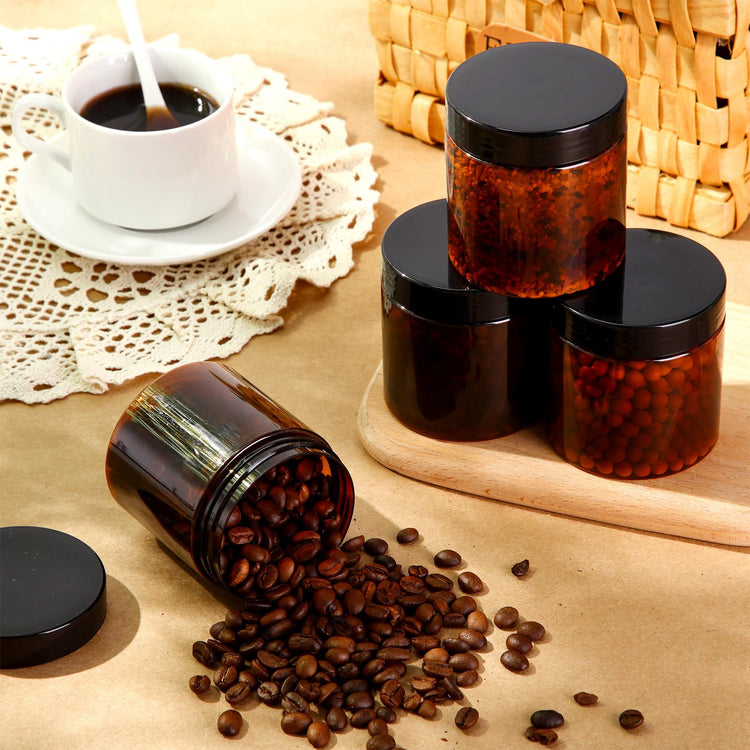6 Pack 8 oz Plastic Jars Containers with Lids Wide (6 Count)
