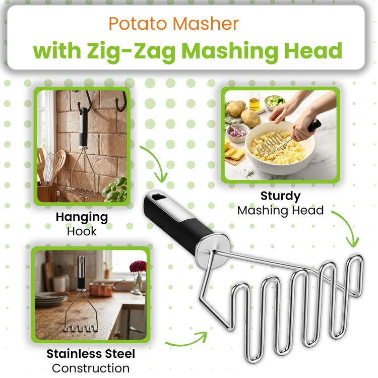 Stainless Steel Potato Masher & Durable Vegetable Peeler Set