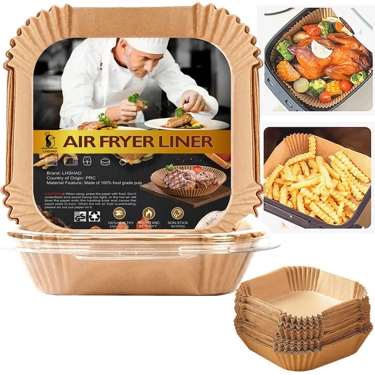 Air Fryer Disposable Paper Liner Square 10 Inch for 8 (100 Count)
