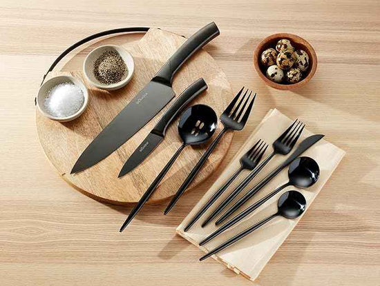 Hampton Forge 894757 Skandia Zephyr Black 45 Piece Flatware Set