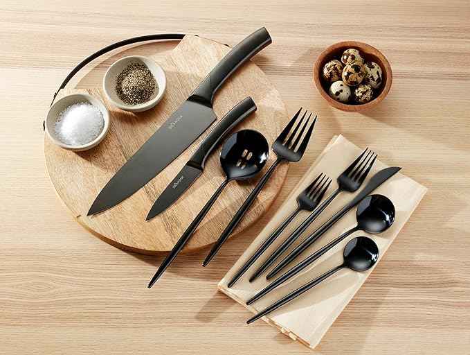 Hampton Forge 894757 Skandia Zephyr Black 45 Piece Flatware Set
