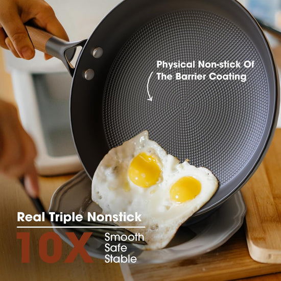 imarku Frying Pan Set - 10 &12inch Pot Set with Removable Handle Honeycomb Cast Iron Skillets, Large Frying Pans Nonstick Dishwasher Safe, Oven Safe Kitchen Pans for Cooking, Best Gifts for Women/Men - Nestoria