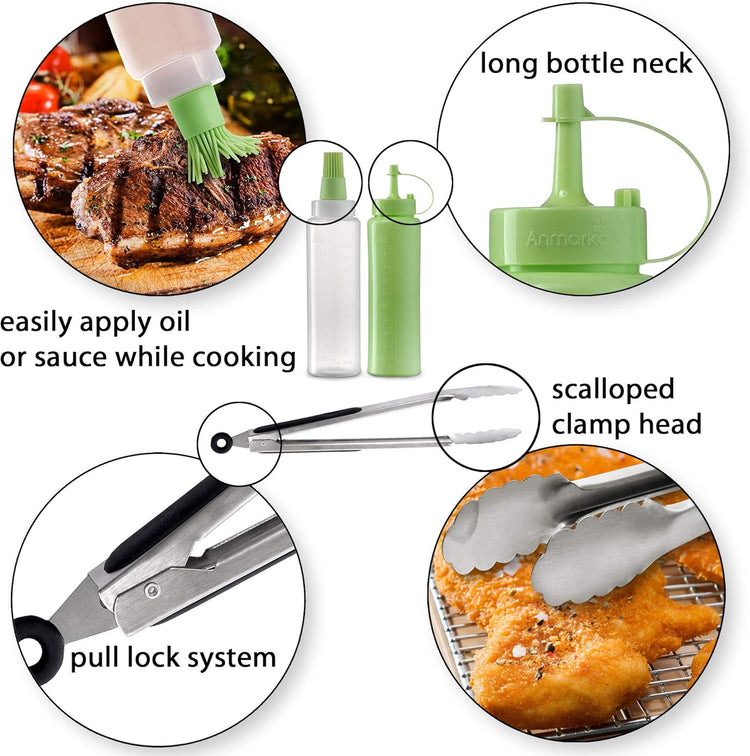 Anmarko Metal Spatula Set Stainless Steel and Scraper - Professional Chef Griddle Spatulas Set of 6 - Heavy Duty Accessories Great for Cast Iron BBQ Flat Top Grill