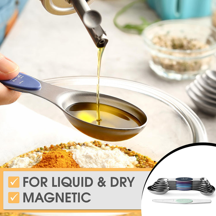 Stainless Steel 8 Magnetic Measuring Spoons Set (8 Count)