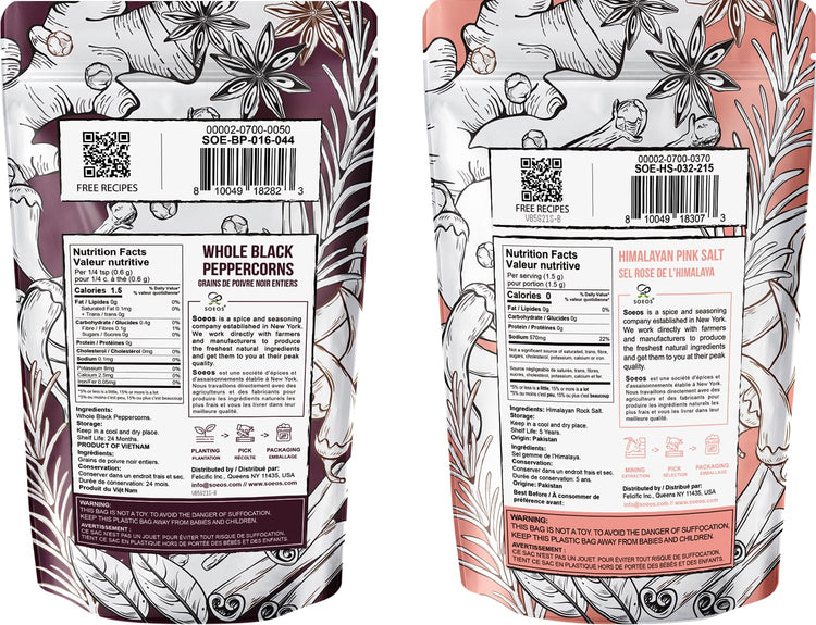 Pink Salt 32Oz + Rainbow Peppercorns 12Oz (44 Ounce)