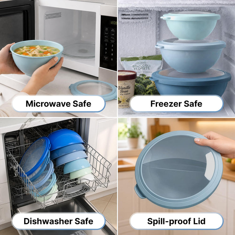 12 Piece Plastic Mixing Bowls with Lids Set (452.48 Count)