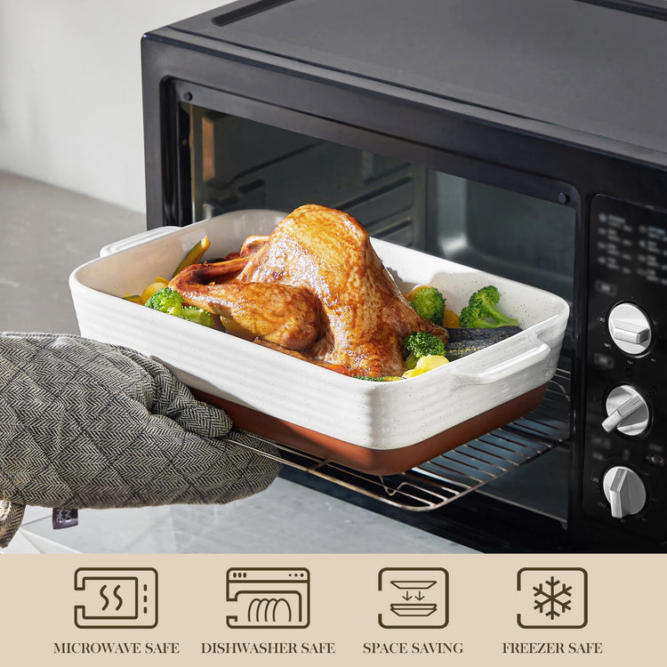 Large 9x13 Ceramic Baking Dish with Handles