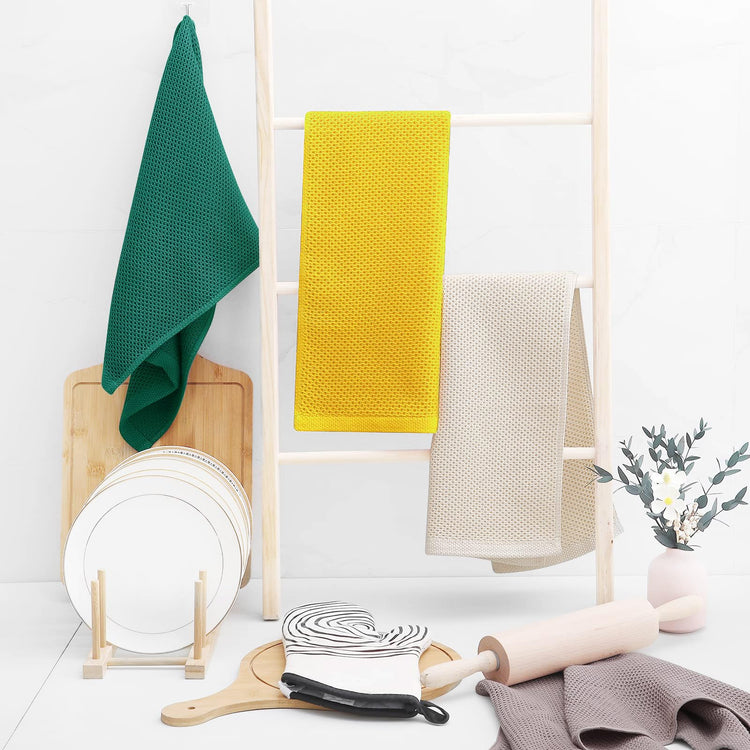 100% Cotton Waffle Weave Kitchen Dish Towels 6 (6 Count)