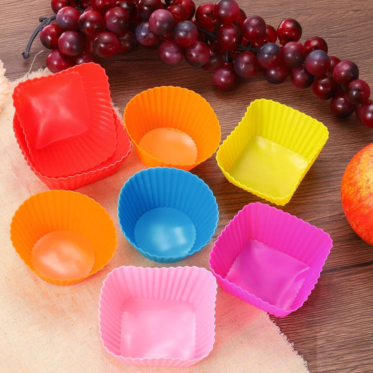 uxcell 36Pcs Silicone Cupcake Liners, Non-Stick Baking Cups, for Cooking Eggs, Baking Muffins and Make a Cake(Rose Red)