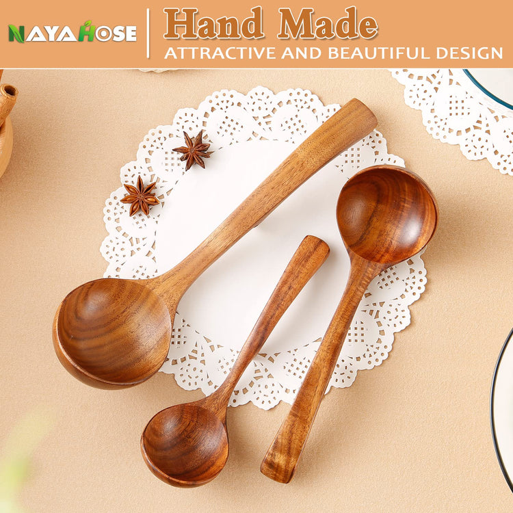 3Pcs Wooden Ladle for Soup (3 Count)