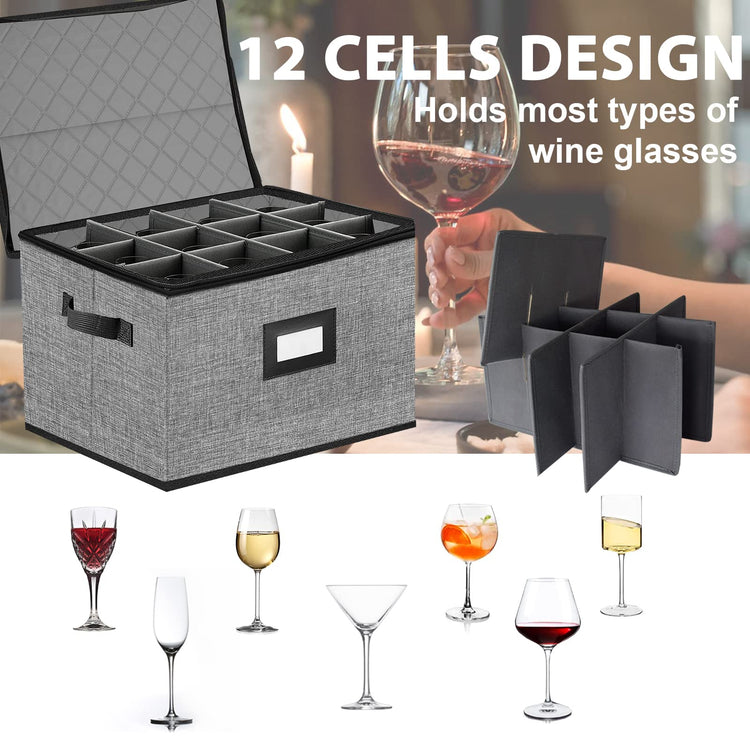 Quilted Wine Glass Storage Box