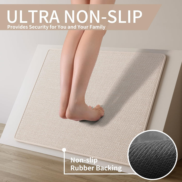 Kitchen Mat Kitchen Rugs Sets of 2 PCS Non Slip Beige 17"x30"+17"x59" (14.3667 Sq Ft)