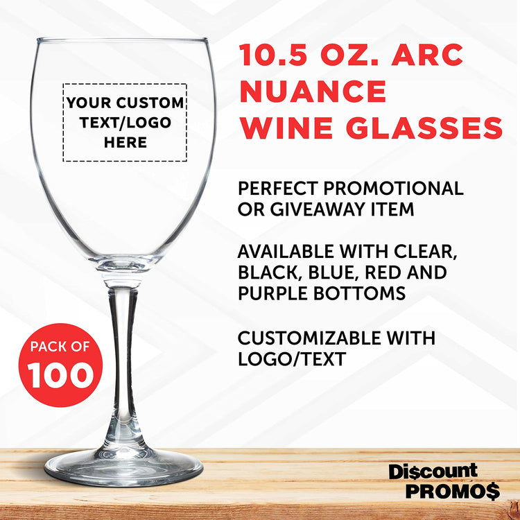 Custom Nuance Wine Glasses by ARC 10.5 oz. Set of 10 (100 Count)