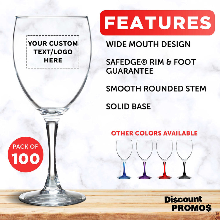 Custom Nuance Wine Glasses by ARC 10.5 oz. Set of 10 (100 Count)