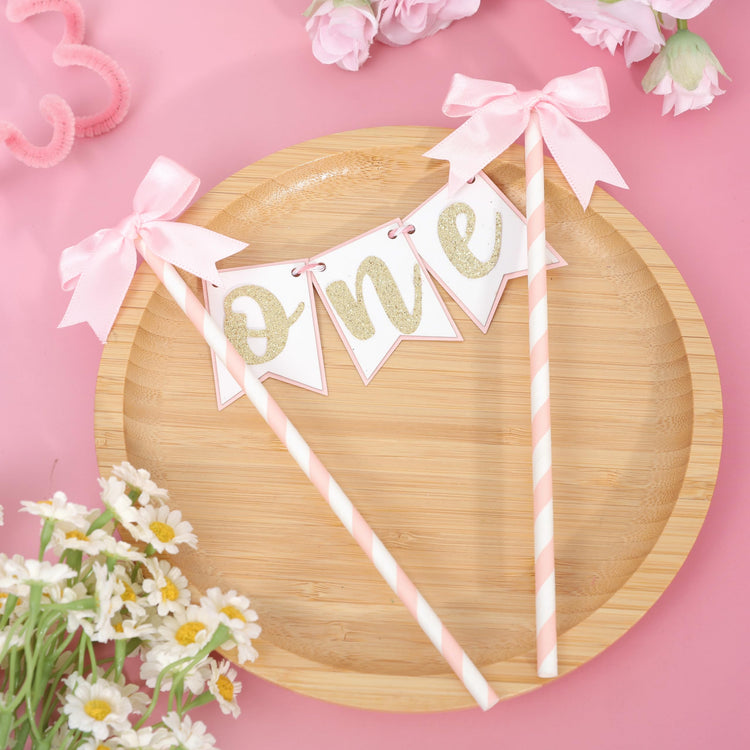 Pink Bow Ribbon Cake Topper
