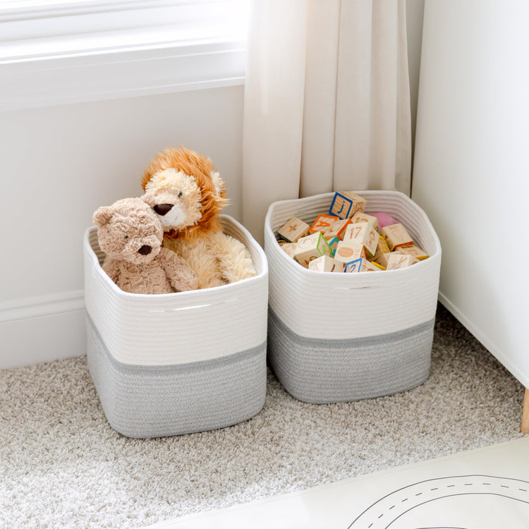 Storage Cubes 11 Inch Cotton Rope Woven Baskets for Organizing (3 Count)