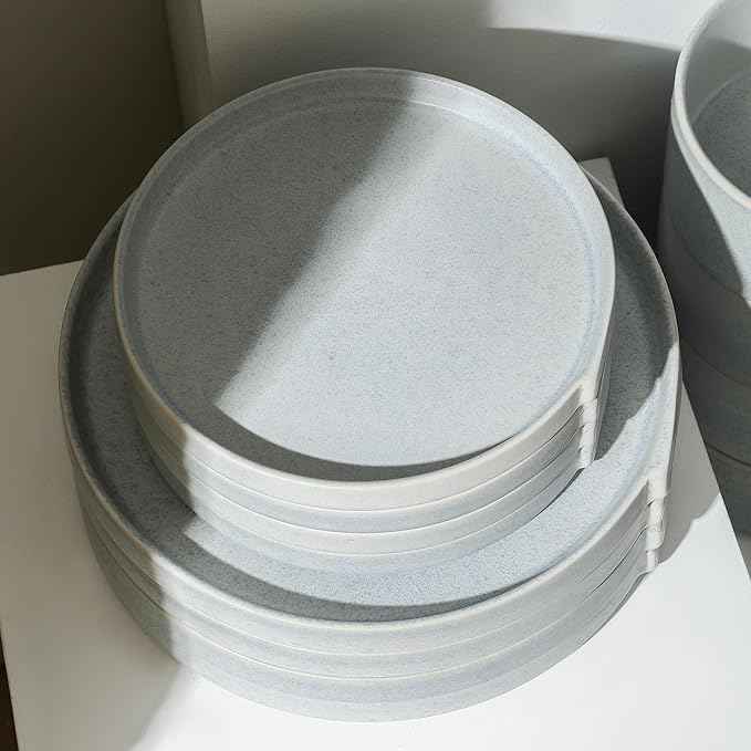 Stone Lain Bao 4-Piece Salad Plate Set Stoneware, Blue-Grey
