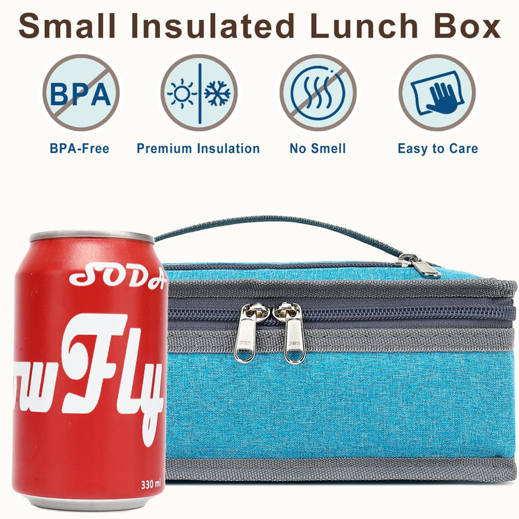 Small Insulated Lunch box Portable Soft Bag Mini Cooler Thermal Meal Tote Kit with Handle for Work & School